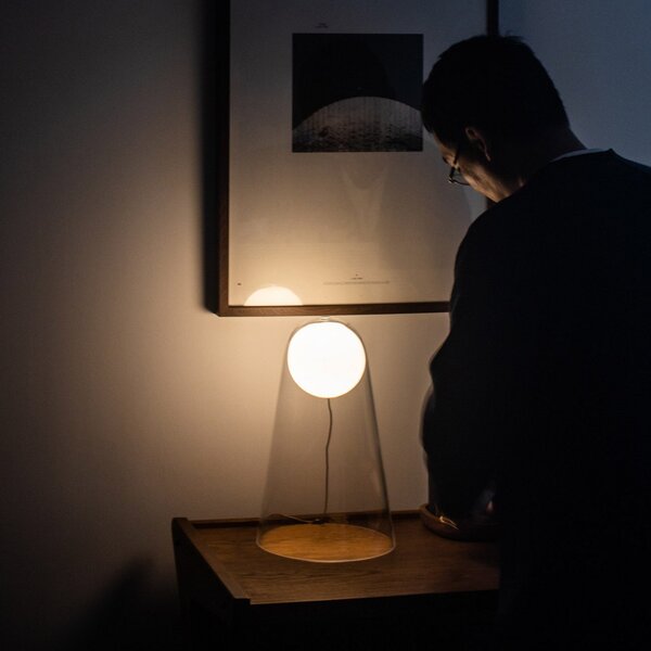 Stolní lampa Foscarini, Satellight, stmívatelné, Transparentní, Obývací pokoj, Sklo, Design