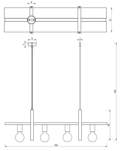 Lustr na lanku SHELF 4xE27/60W/230V