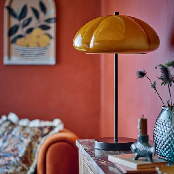 Stolní lampa Bloomingville, Kinoko, Žlutá, Obývací pokoj, Sklo