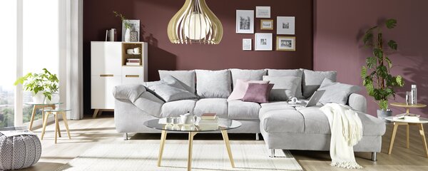 ROHOVÁ SEDAČKA, textil, šedá, barvy stříbra Carryhome - Sedací soupravy