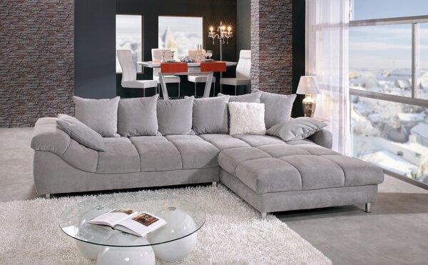 ROHOVÁ SEDAČKA, textil, šedá, barvy stříbra Carryhome - Sedací soupravy