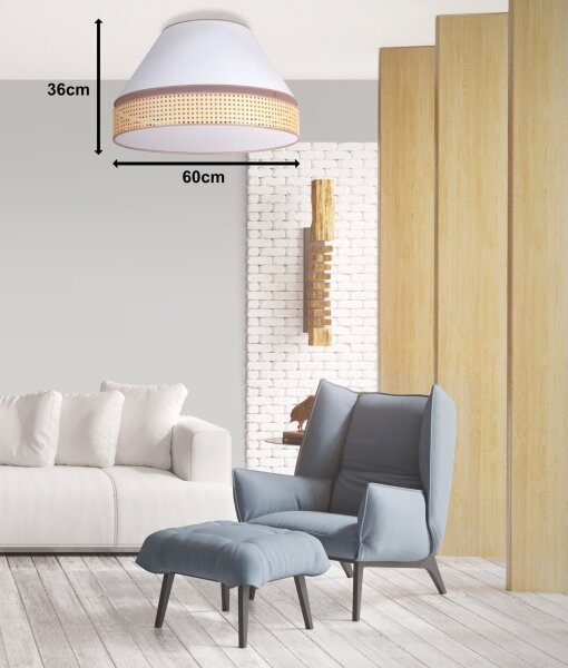 Duolla - Stropní svítidlo AVIGNON 3xE27/15W/230V pr. 60 cm bílá/ratan