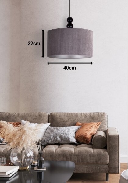 Duolla - Lustr na lanku LYON 1xE27/15W/230V pr. 40 cm šedá