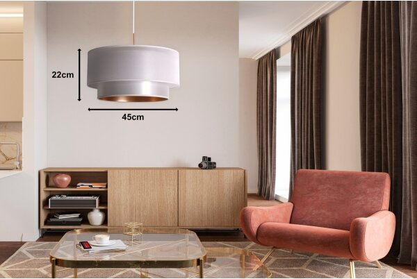 Duolla - Lustr na lanku NANTES 1xE27/15W/230V pr. 45 cm stříbrná/měděná