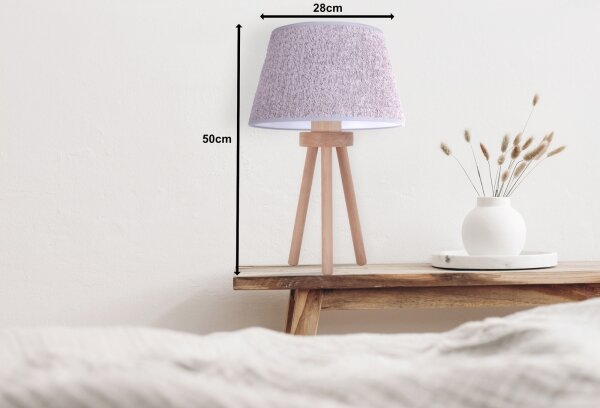 Duolla - Stolní lampa BOUCLE 1xE27/15W/230V pr. 28 cm šedá/dřevo