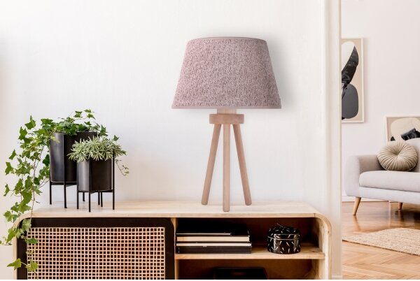 Duolla - Stolní lampa BOUCLE 1xE27/15W/230V pr. 28 cm hnědá/dřevo