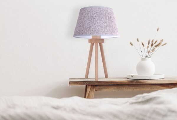 Duolla - Stolní lampa BOUCLE 1xE27/15W/230V pr. 28 cm šedá/dřevo