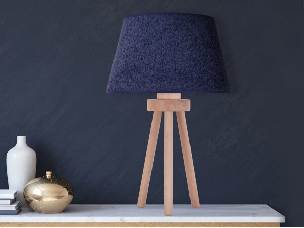 Duolla - Stolní lampa BOUCLE 1xE27/15W/230V pr. 28 cm modrá/dřevo