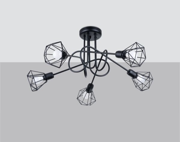Sollux SL.1110 - Lustr na tyči ARTEMIS 5xE14/40W/230V černá