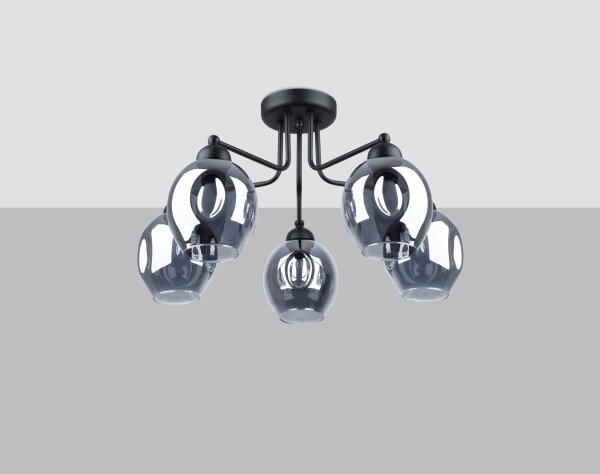 Sollux SL.1145 - Lustr na tyči FILLAN 5xE27/60W/230V černá
