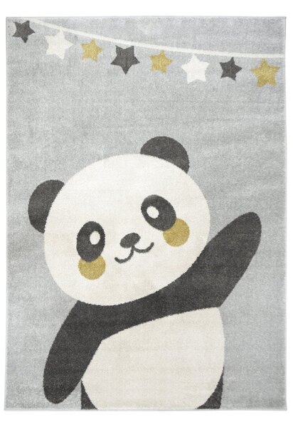 Makro Abra Dětský kusový koberec Emily Kids 5864A Míša Panda Šedý Žlutý Rozměr: 80x150 cm