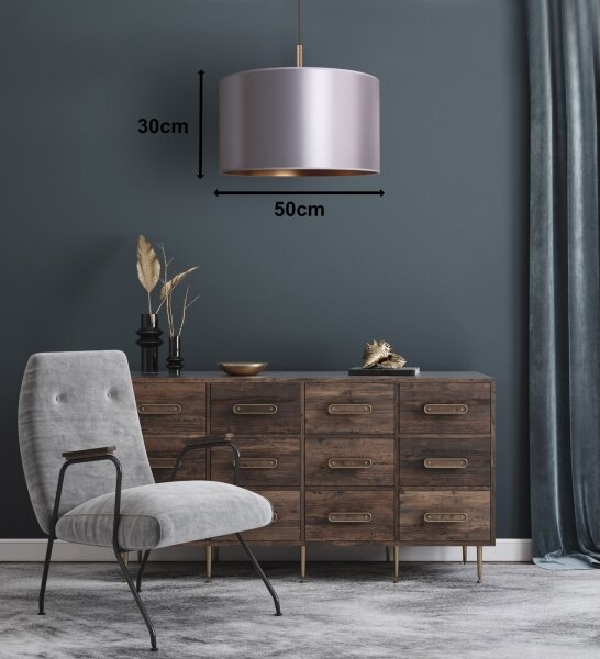 Duolla - Lustr na lanku CANNES 1xE27/15W/230V pr. 50 cm stříbrná/měděná