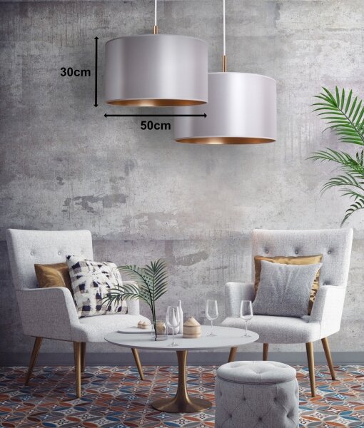 Duolla - Lustr na lanku CANNES 1xE27/15W/230V pr. 50 cm stříbrná/měděná
