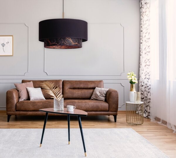 Duolla - Lustr na lanku NANTES 1xE27/15W/230V pr. 45 cm černá/měděná