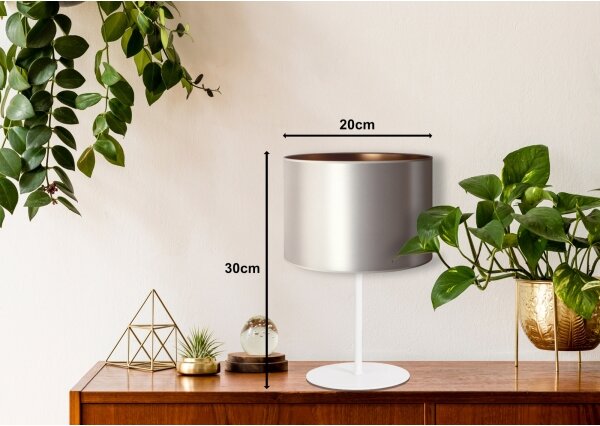 Duolla - Stolní lampa CANNES 1xE14/15W/230V pr. 20 cm stříbrná/měděná/bílá