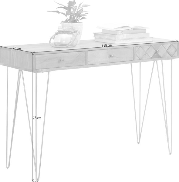 KONZOLOVÝ STOLEK, akácie, barvy akácie, 115/42/78 cm Ambia Home - Konzolové stolky