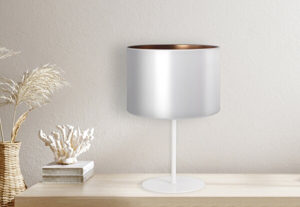 Duolla - Stolní lampa CANNES 1xE14/15W/230V pr. 20 cm stříbrná/měděná/bílá
