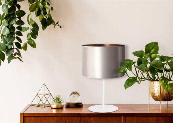 Duolla - Stolní lampa CANNES 1xE14/15W/230V pr. 20 cm stříbrná/měděná/bílá