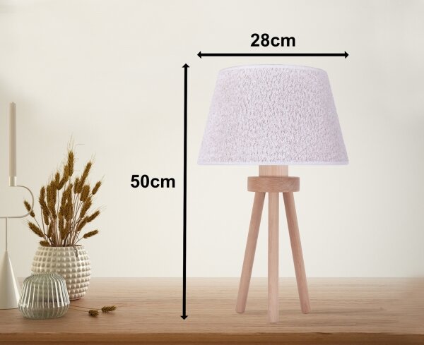 Duolla - Stolní lampa BOUCLE 1xE27/15W/230V pr. 28 cm bílá/dřevo