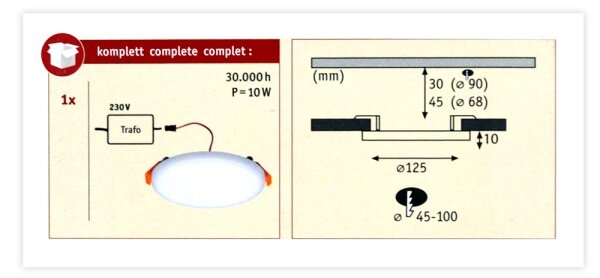 Paulmann 92388 - LED/8,5W IP44 Koupelnové podhledové svítidlo VARIFIT 230V