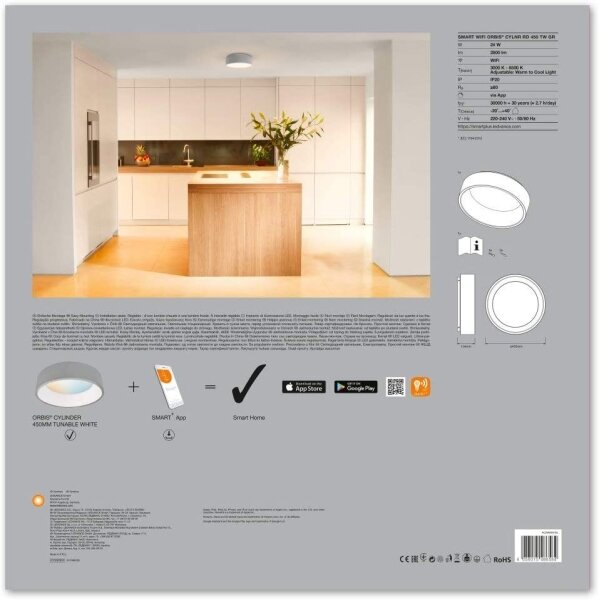 Ledvance - LED Stmívatelné stropní svítidlo SMART+ CYLINDER LED/24W/230V Wi-Fi