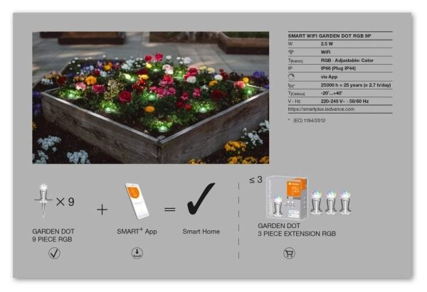 Ledvance - LED RGB Venkovní prodlužovací sada SMART+ 9xLED/2,5W/230V IP65 Wi-Fi