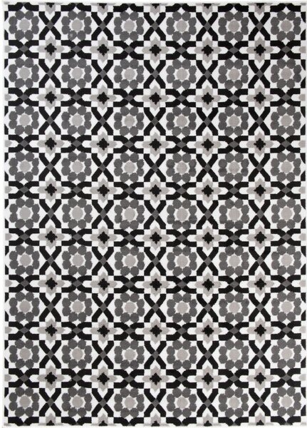 Makro Abra Kusový koberec moderní MAYA Z645F šedý černý bílý Rozměr: 140x200 cm
