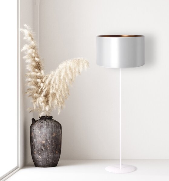 Duolla - Stojací lampa CANNES 1xE27/15W/230V pr. 45 cm stříbrná/měděná/bílá