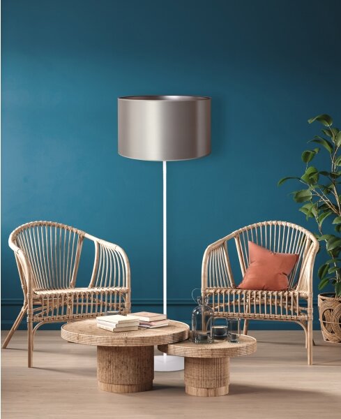 Duolla - Stojací lampa CANNES 1xE27/15W/230V pr. 45 cm stříbrná/bílá