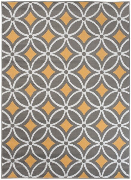 Makro Abra Kusový koberec moderní MAYA Z898A šedý žlutý Rozměr: 250x350 cm