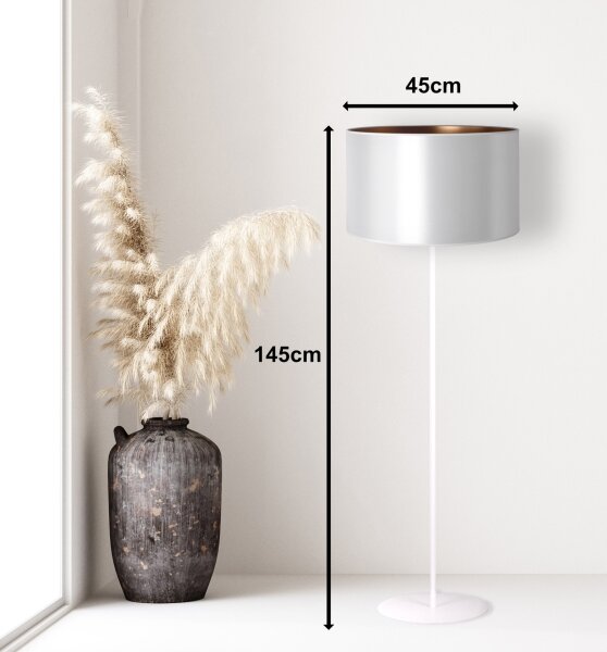 Duolla - Stojací lampa CANNES 1xE27/15W/230V pr. 45 cm stříbrná/měděná/bílá