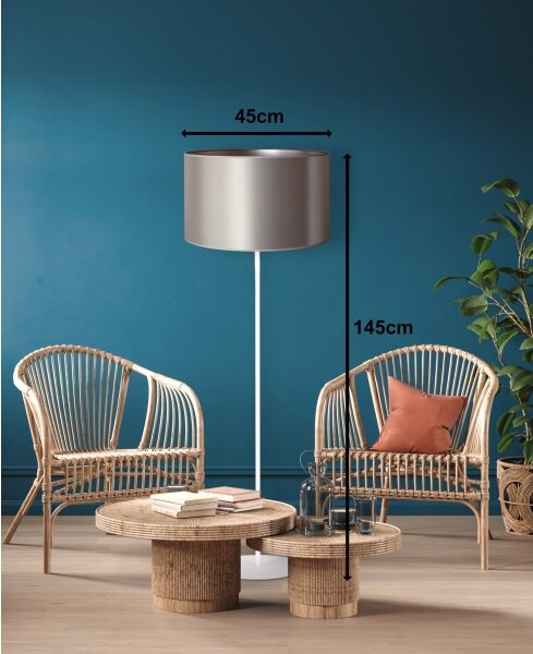 Duolla - Stojací lampa CANNES 1xE27/15W/230V pr. 45 cm stříbrná/bílá