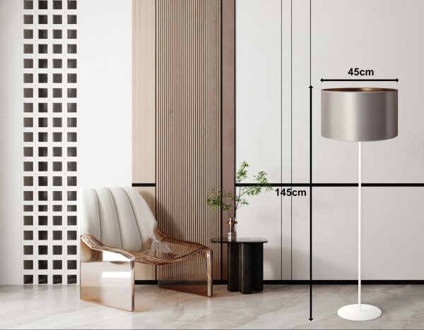 Duolla - Stojací lampa CANNES 1xE27/15W/230V pr. 45 cm stříbrná/měděná/bílá