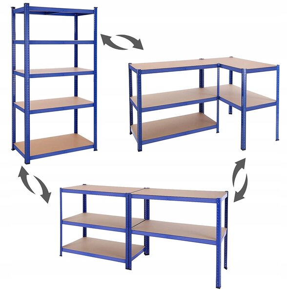 Skladový regál Songmics 200 cm modrý 5 polic kov MDF