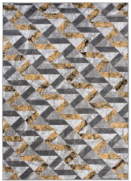 Makro Abra Kusový koberec moderní MAYA Q544C šedý žlutý bílý Rozměr: 80x150 cm