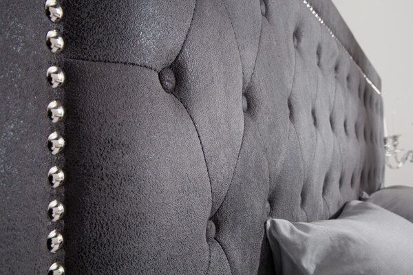 Postel CHESTERFIELD 180x200 CM antik šedá mikrovlákno Nábytek | Ložnice | Postele | Všechny postele pro dospělé