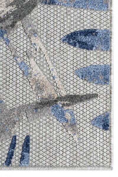 Makro Abra Moderní kusový koberec AVENTURA EC68B Listí palmy šedý modrý Rozměr: 80x200 cm