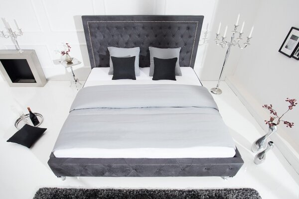 Postel CHESTERFIELD 180x200 CM antik šedá mikrovlákno Nábytek | Ložnice | Postele | Všechny postele pro dospělé