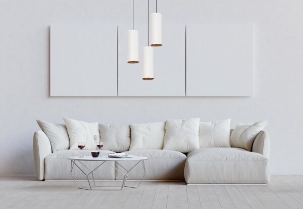 Lustr na lanku AVALO 3xE27/60W/230V pr. 35 cm bílá/měděná