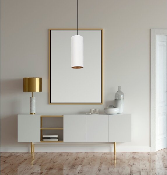 Lustr na lanku AVALO 1xE27/60W/230V bílá/měděná