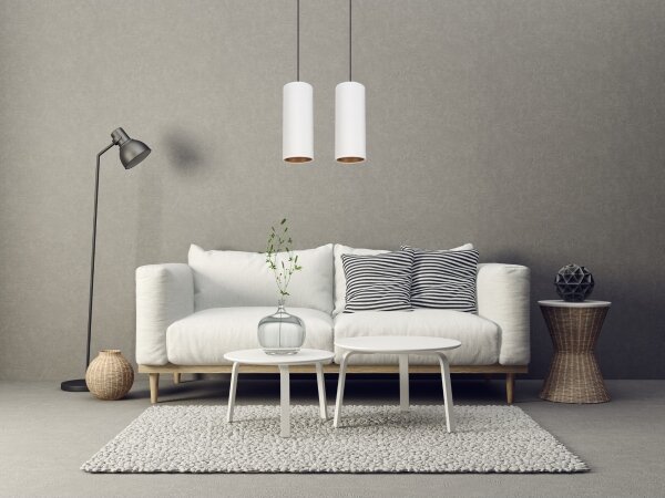 Lustr na lanku AVALO 2xE27/60W/230V bílá/měděná