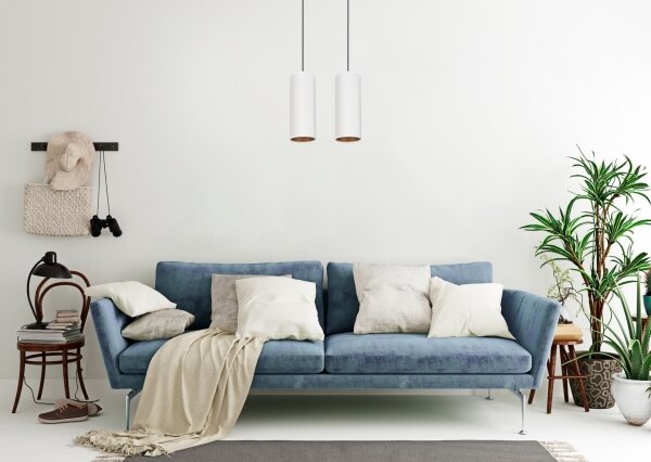 Lustr na lanku AVALO 2xE27/60W/230V bílá/měděná