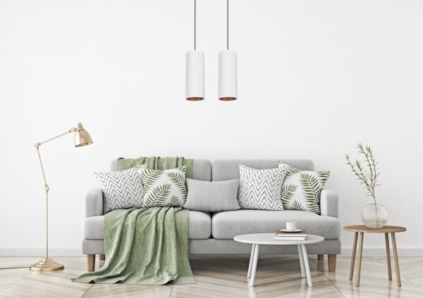 Lustr na lanku AVALO 2xE27/60W/230V bílá/měděná