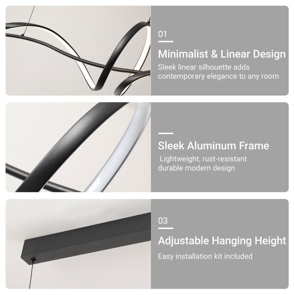 Brilagi - LED Stmív. lustr na lanku SIGNATURE LED/55W/230V 120x23 cm černá + DO