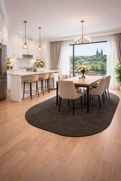 Vopi, Kusový koberec Eton černý ovál, 80x150, černá, chodba / předsíň