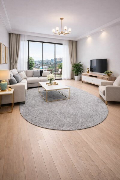 Vopi, Kusový koberec Eton šedý ovál, 57x120, šedá, chodba / předsíň