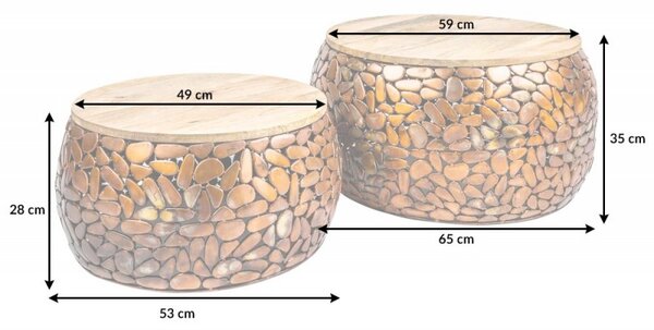2SET konferenční stolek STONE MOSAIC 65 CM měděný Nábytek | Obývací pokoj | Konferenční stolky | Kulaté
