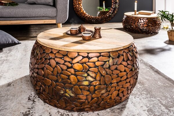 2SET konferenční stolek STONE MOSAIC 65 CM měděný Nábytek | Obývací pokoj | Konferenční stolky | Kulaté