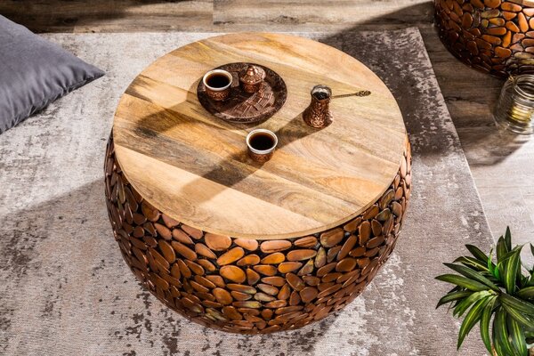 2SET konferenční stolek STONE MOSAIC 65 CM měděný Nábytek | Obývací pokoj | Konferenční stolky | Kulaté
