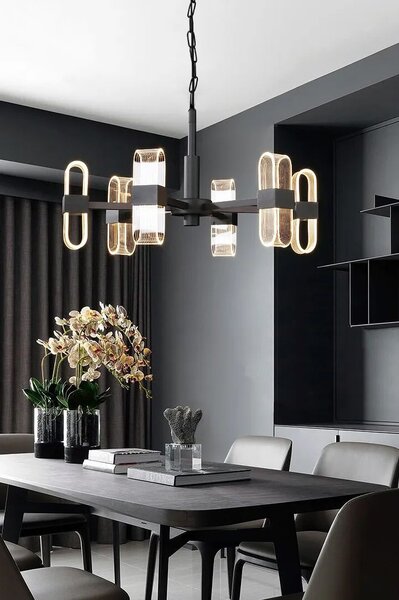 Toolight Toolight, LED závěsné stropní svítidlo 6x20W APP770-6C + dálkový ovladač, černá, OSW-05021